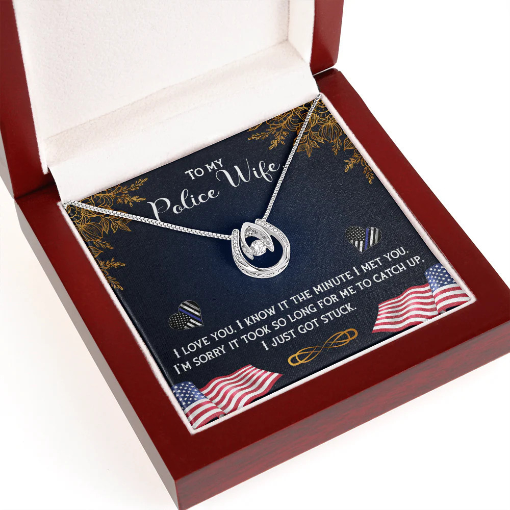 Wife Police Wife Lucky Horseshoe Necklace Luxury Box